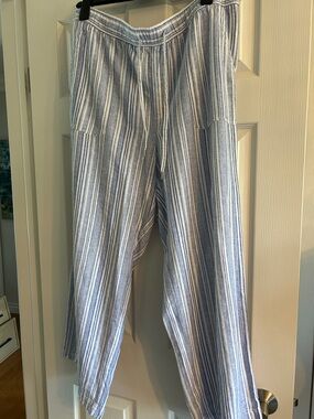 GAP Blue and White Striped Swim Coverup Pants